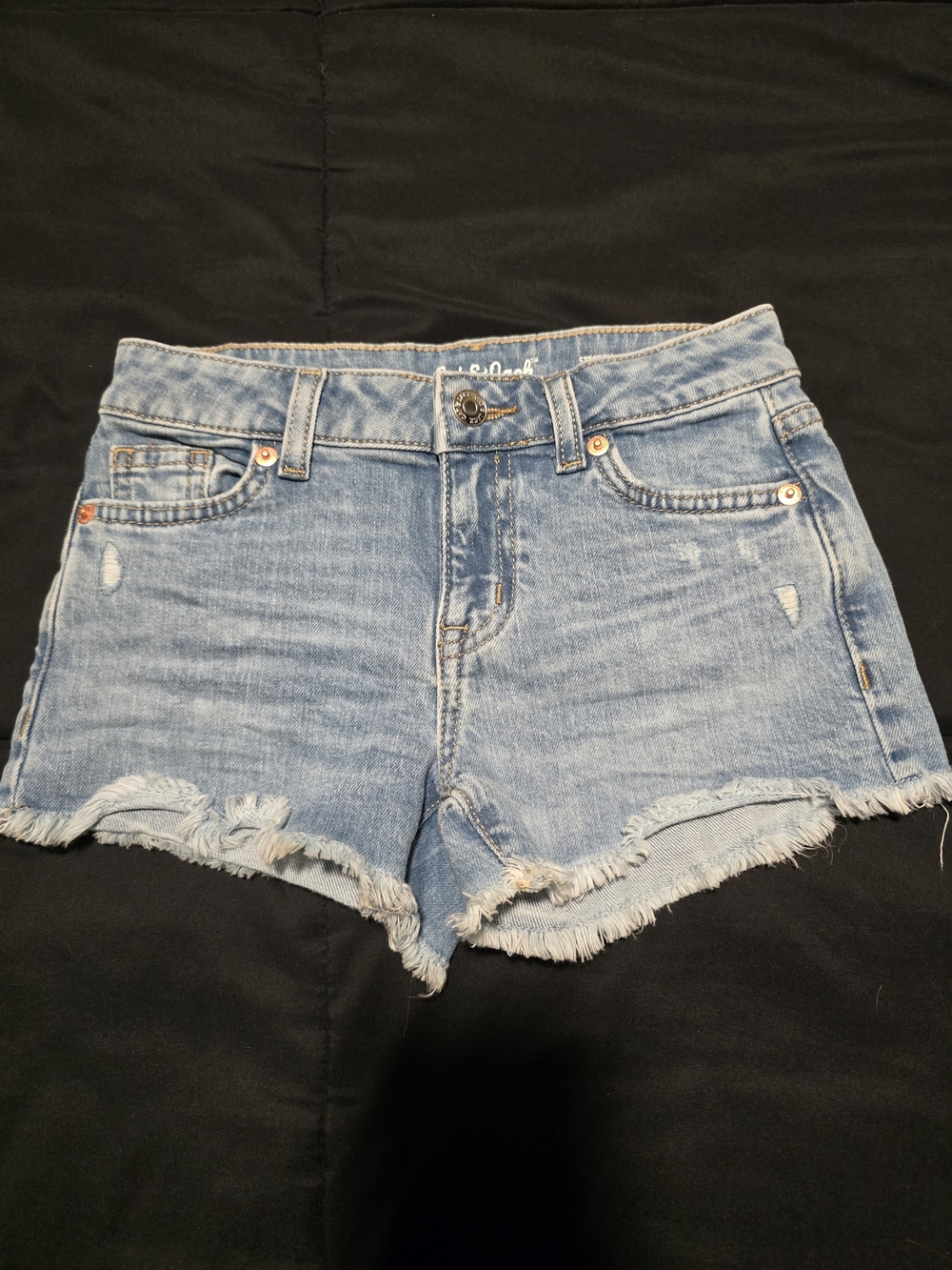 Cat‎ & Jack Girl's Distressed Denim Jean Shorts Adjustable Waist Size Small 6/7
